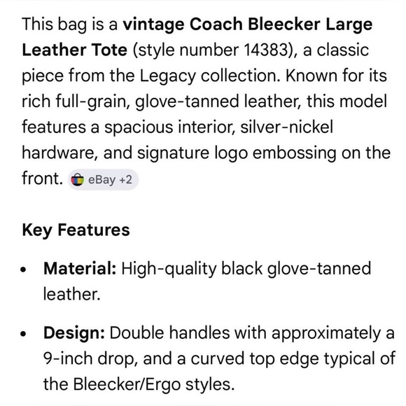 Coach Bleeker Legacy Stripe Glove Tanned Leather Tote - Picture 7 of 7